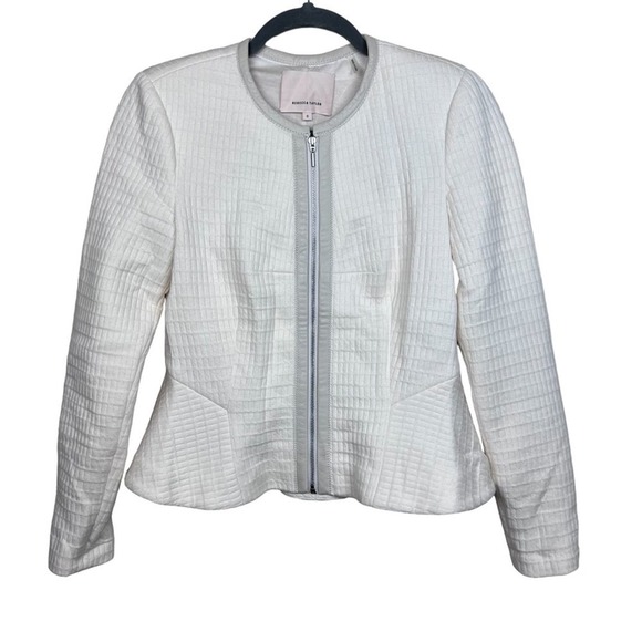 Rebecca Taylor Double Face Jersey Jacket in Cream - Picture 8 of 16